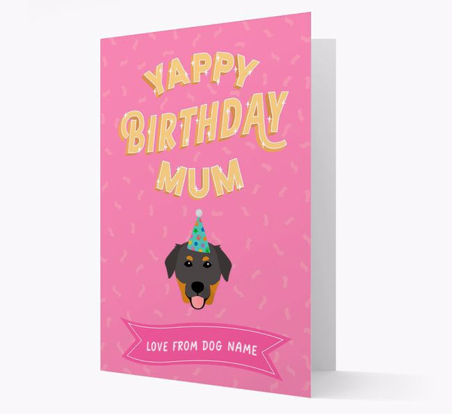 Yappy Birthday Mum : Personalised {breedCommonName} Card